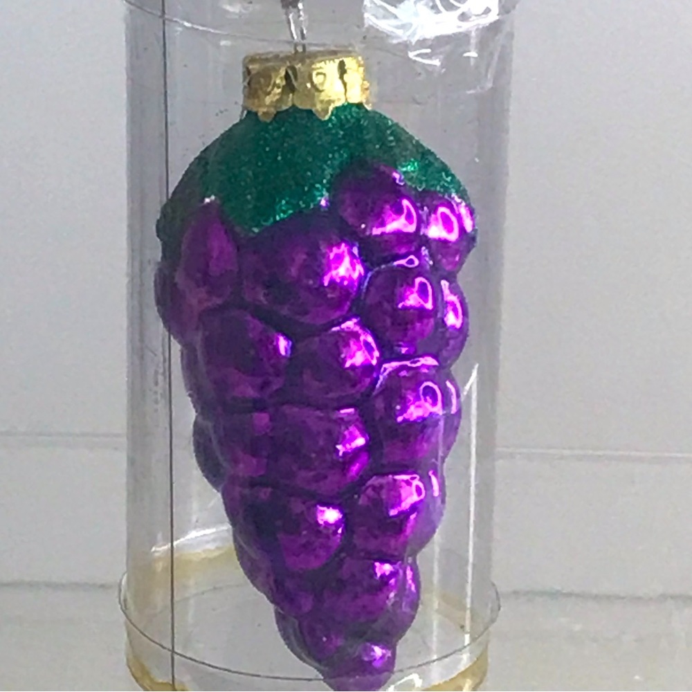 OLDE WORLD GLASS By PESCHKA - Cluster of Grapes Glass Christmas Ornaments - VTG